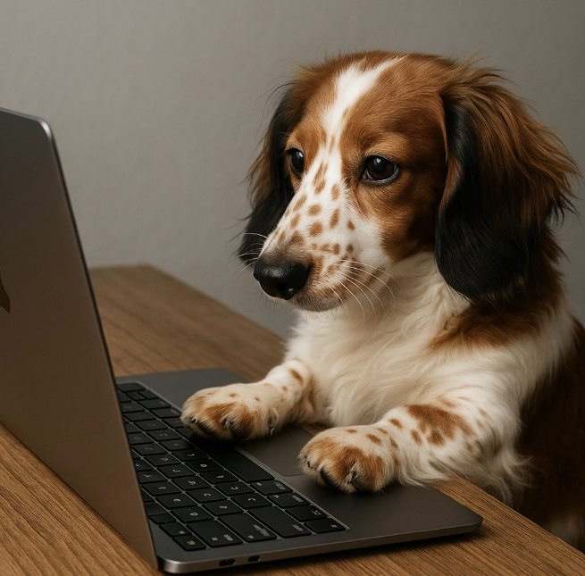 Dobby at his laptop